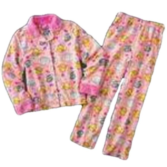 *Flannel Pajamas sz 4 Zhu Zhu Pets Pink Long Sleeve Button Top & Pants Girls - Picture 1 of 5